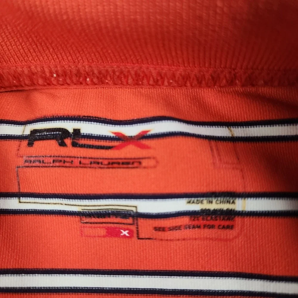 RLX Ralph Lauren Polo Shirt Men XL Orange Striped Rhode Island Country Club Golf